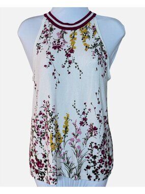 Daniel Rainn Rora Sleeveless Halter Neck Floral Sweater Tank Small